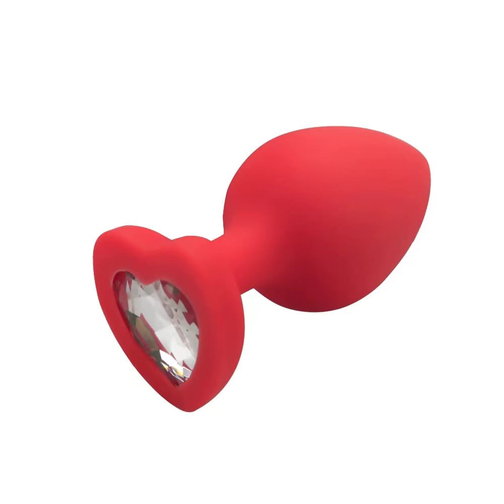 Plug Anal de Silicona con Gema Corazón Rojo
